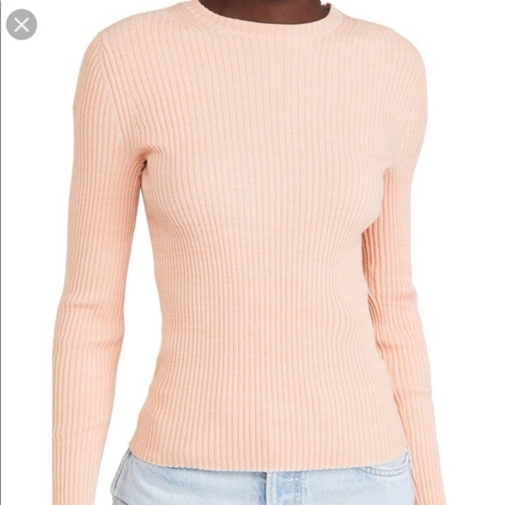 Vince Marled Rib Crew Pullover in Rose Water/Petal Still Wool Cotton Blend - Picture 8 of 9